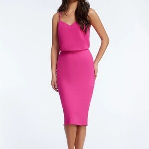 Dress the Population Nordstrom NWT fuchsia blouson midi dress adjustable straps